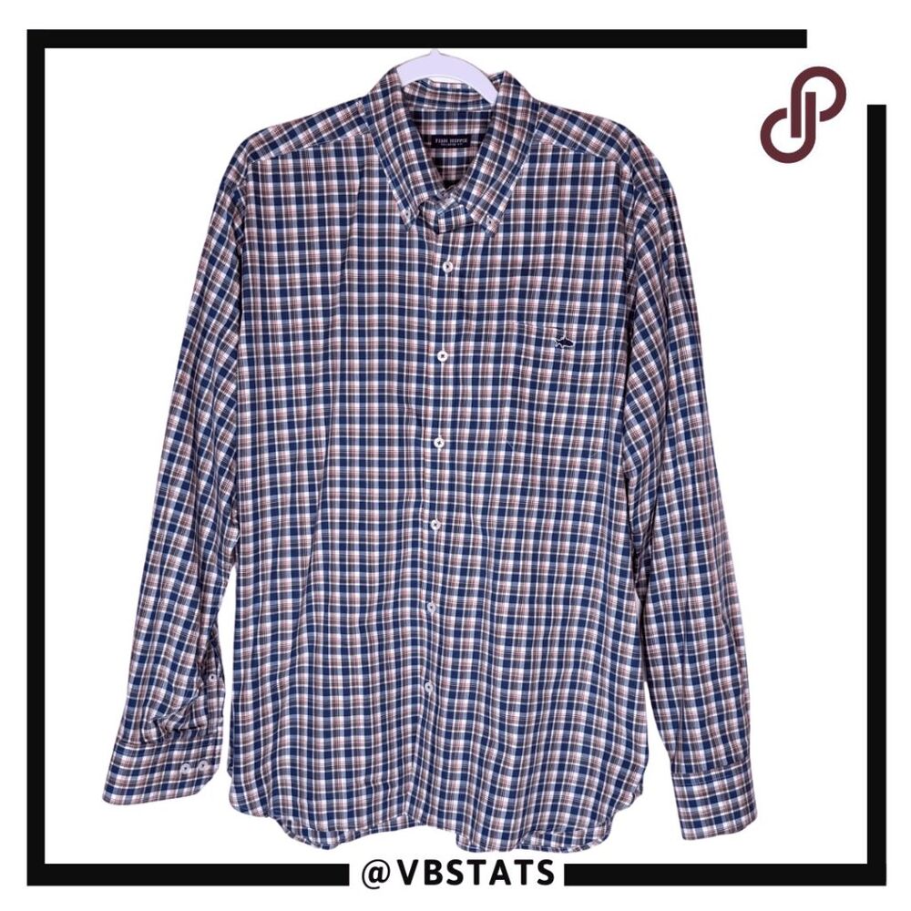 Fish Hippie Men's‎ Tailored Fit Plaid Long Sleeve Button Up Shirt Blue Red Sz XL